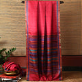 DONGRIA Handwoven Tussar Silk Saree - Deep pink