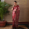 IKAT MASTERPIECE Akshara Handwoven Silk Saree - Burnt Sienna
