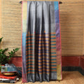 Ikat Tussar Satrang Silk Sari - Steel Grey