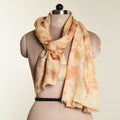 Eco print Woolen Scarf - Light orange
