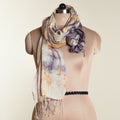 Eco print Bamboo Silk Scarf - Dark blue