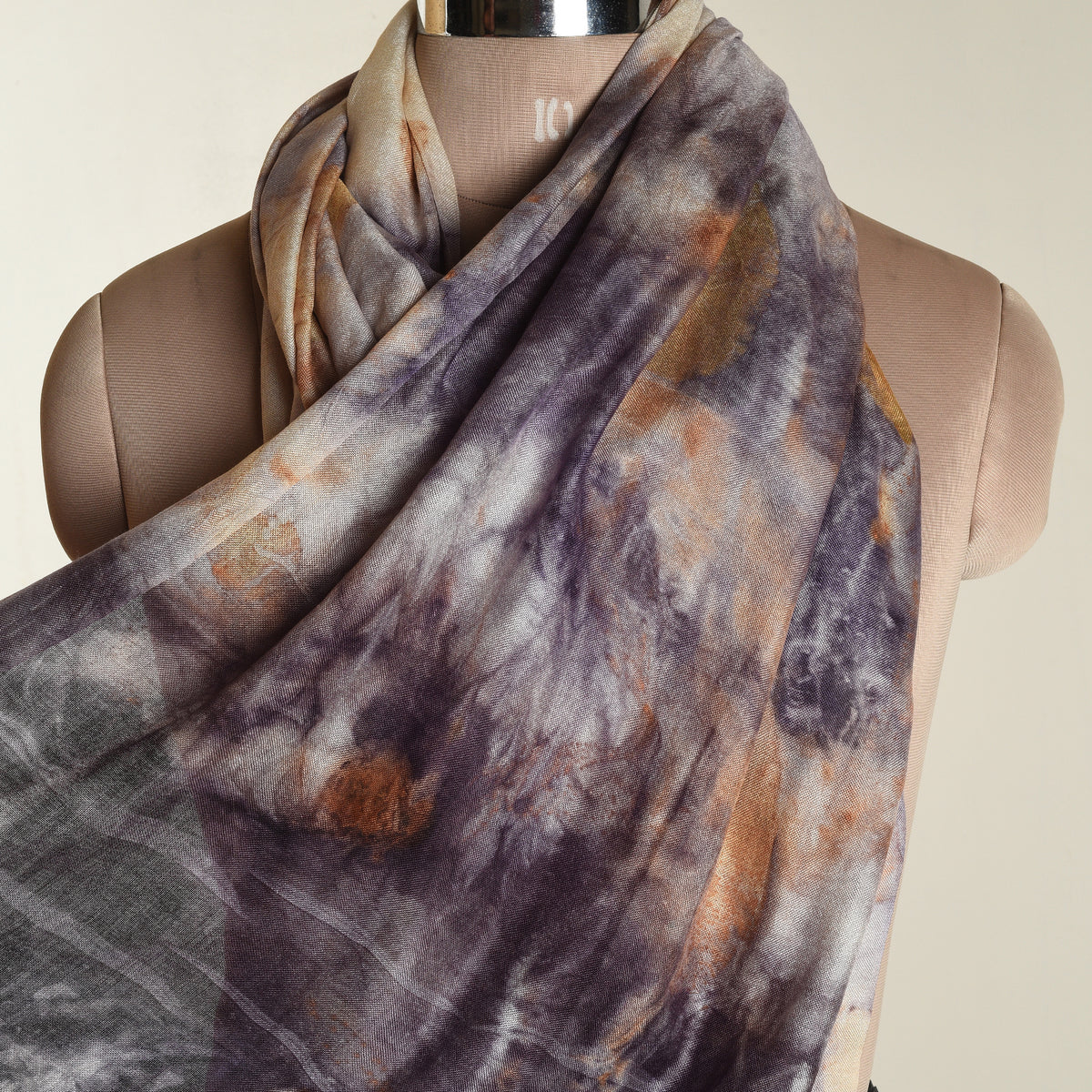 Eco print Woolen Scarf - Dark blue
