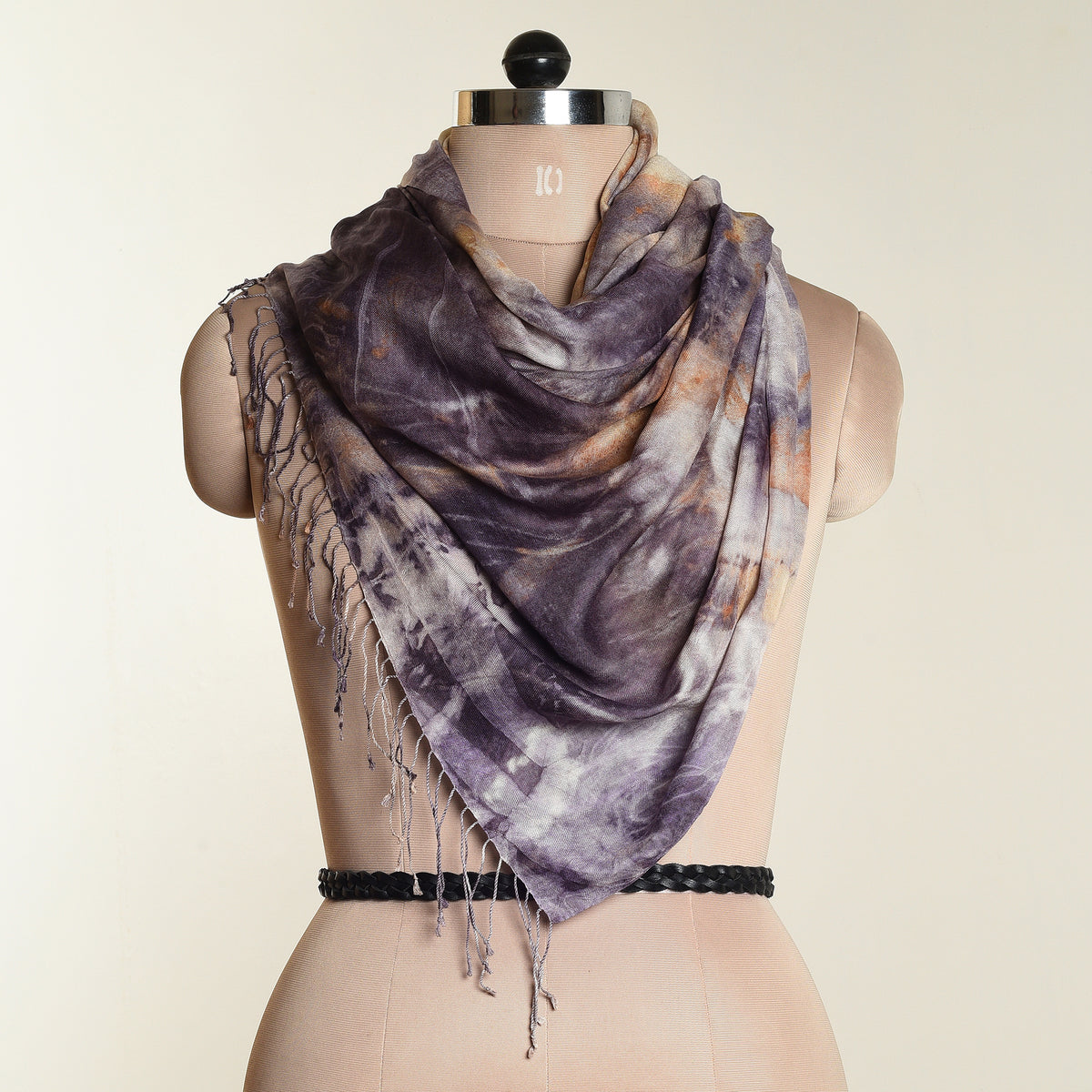 Eco print Woolen Scarf - Dark blue