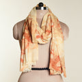 Eco print Woolen Scarf - Bright orange