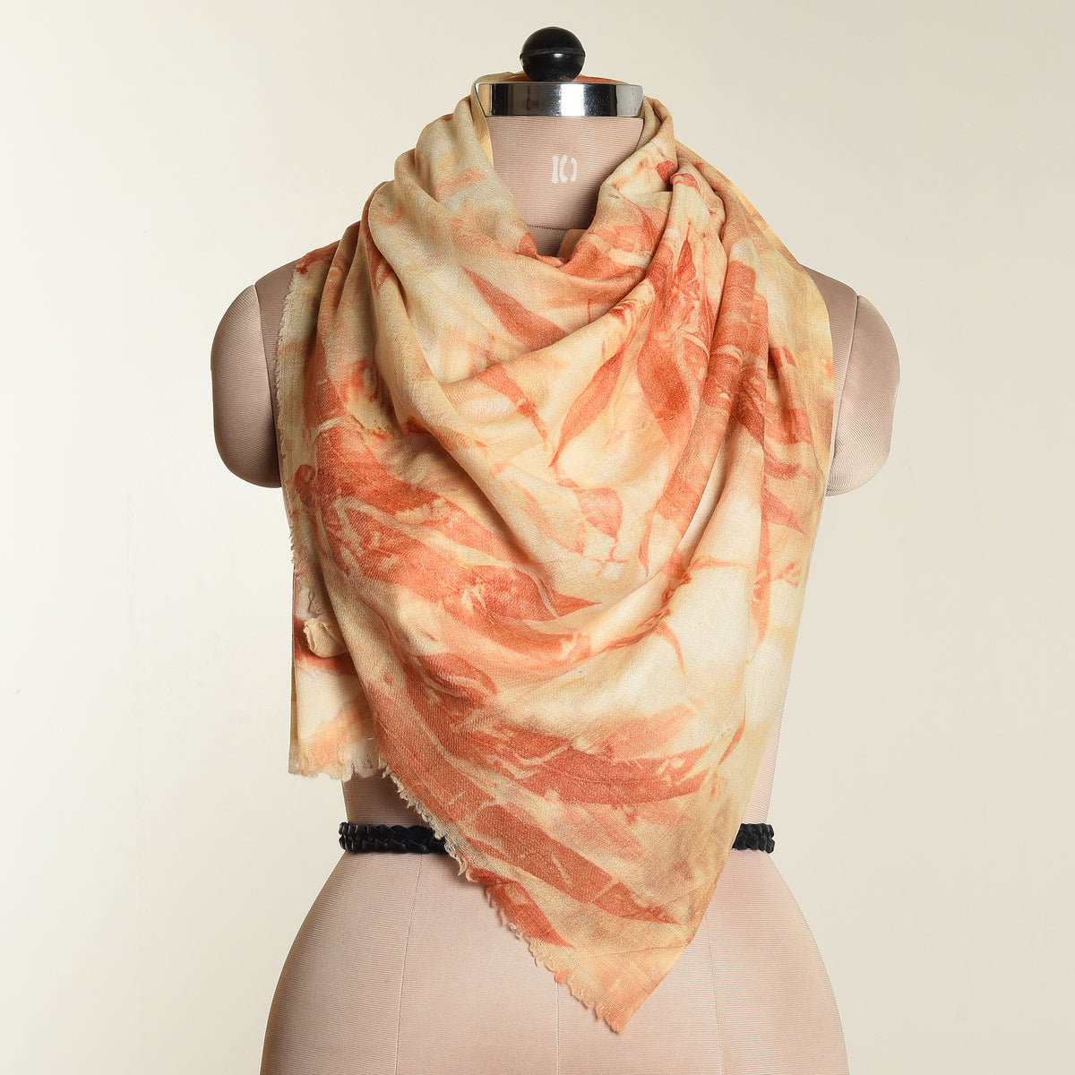 Eco print Woolen Scarf - Bright orange