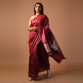 MACHLI (FISH) Tussar Silk Sari - Rose Red