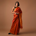 KUMBHA Handloom Tussar Silk Saree - Orange yellow