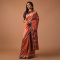 IKAT MASTERPIECE Lakshmi Handwoven Silk Saree -  Rust Orange
