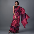 Ikat Tussar Bijli Handwoven Silk Saree - PURPLE PINK