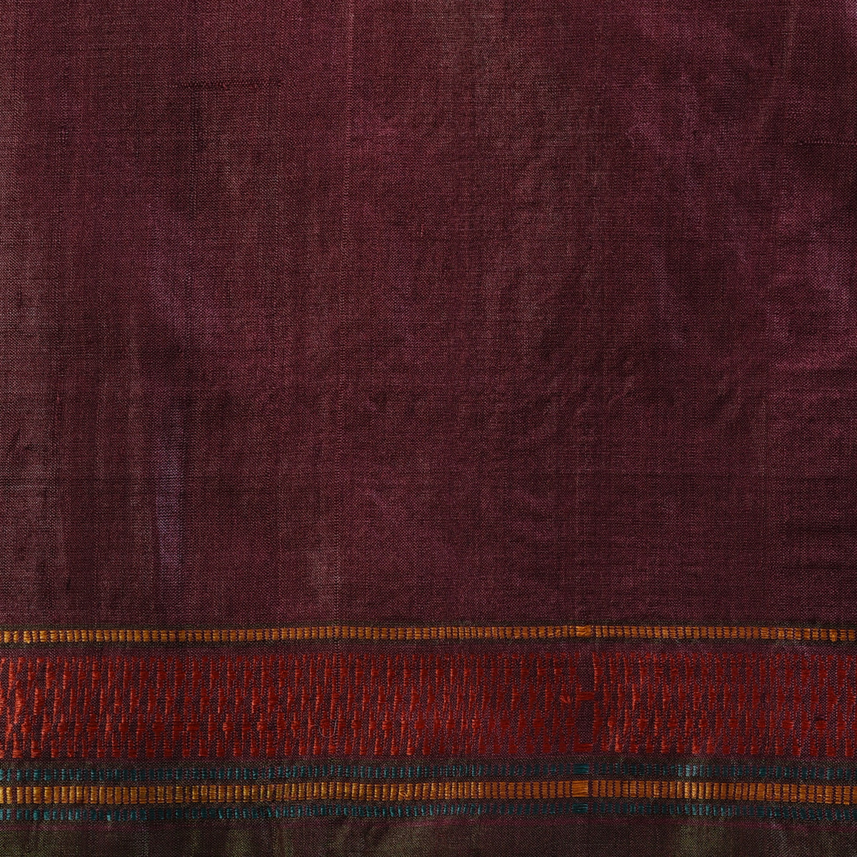 BOMKAI Long Pallu Handwoven Tussar Silk Saree - Amber Orange