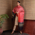 Woven Shibori Handwoven Tussar Silk Dupatta - Red & Burgandy