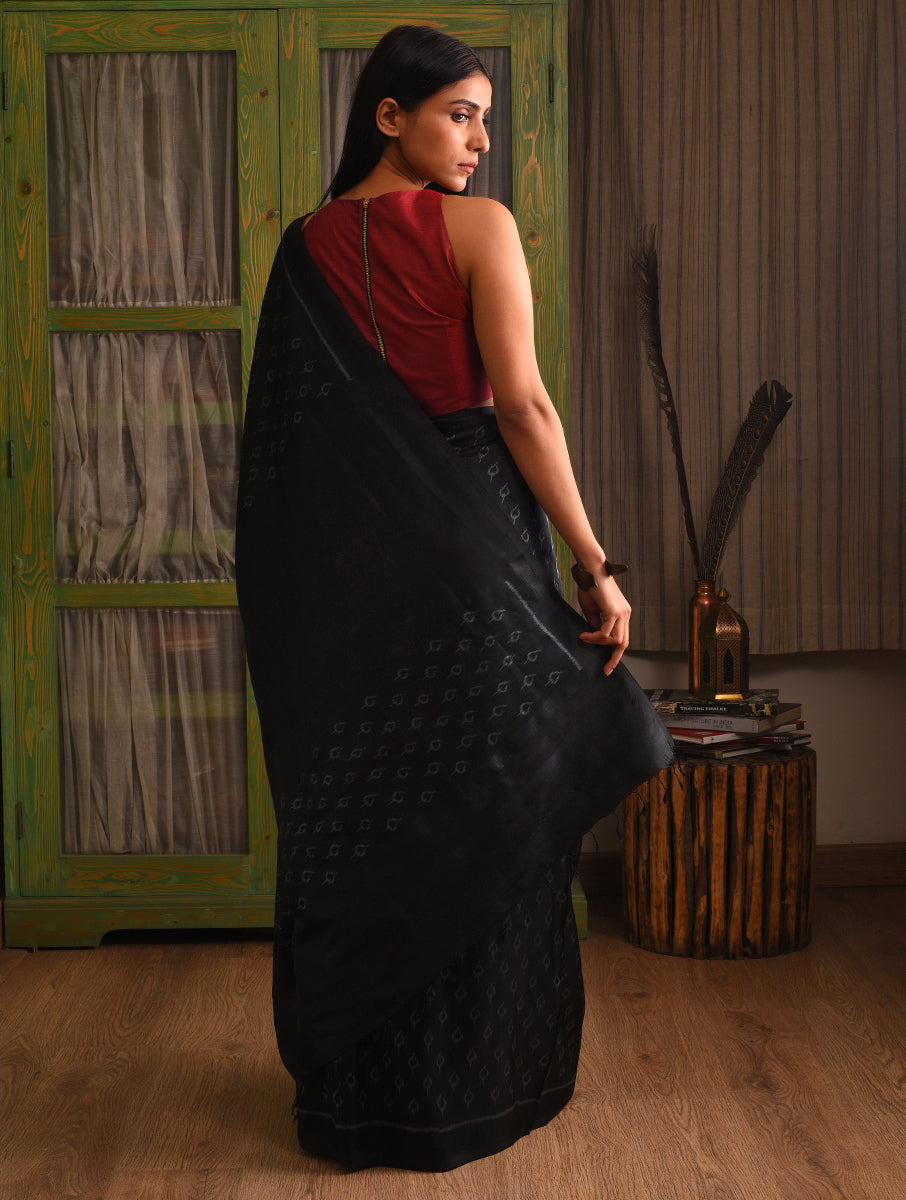 JYOTI Handwoven Silk Saree -  Black