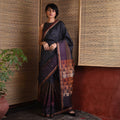 BHOR Handwoven Tussar Silk Saree - Black