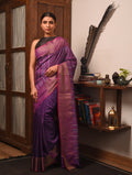 BEEJ Long Pallu Handwoven Tussar Silk Saree - Mulberry